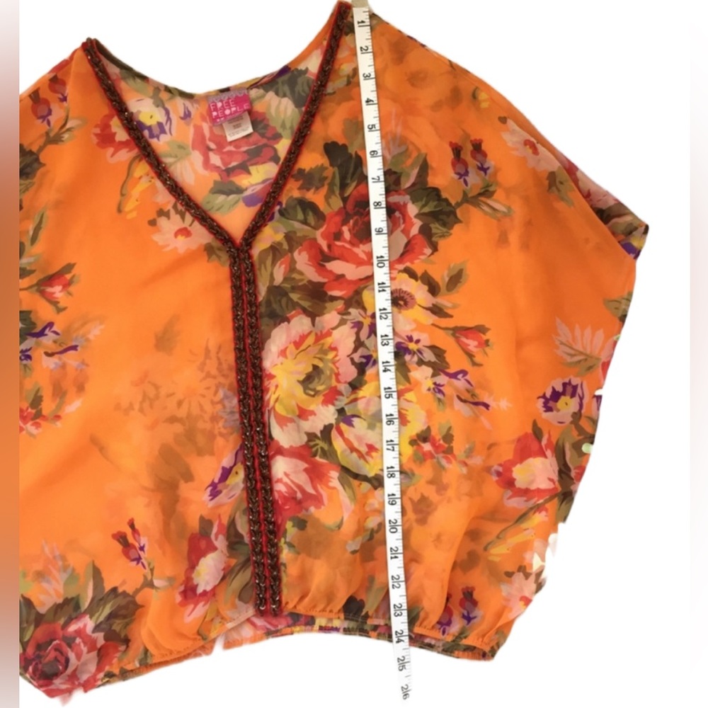 🌺Free People Beaded Sheer Genius Floral Chiffon Blouse🌸🌺 - Picture 7 of 11
